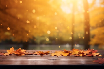 Naklejka na ściany i meble autumn leaves background with copy space
