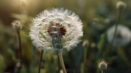 Dandelion seed pod in a beautiful background