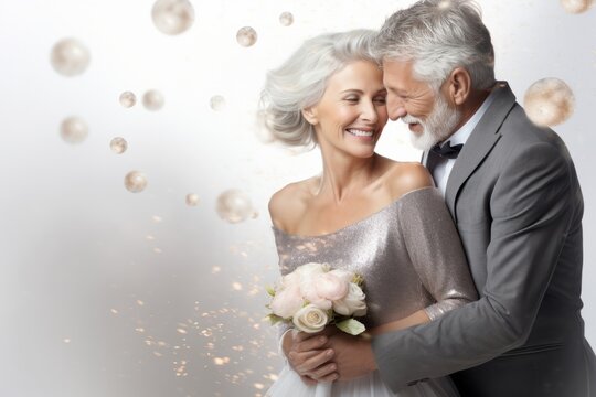 Poster for the anniversary of the silver wedding with the image of a couple in love