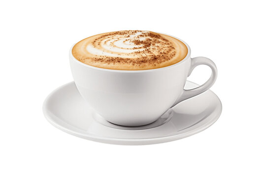 Cappuccino Coffee Isolated on Transparent Background. Generative Ai