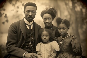 antique portrait of an African American family
