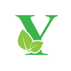 Green eco letter Y leaf template logo natural alphabet 