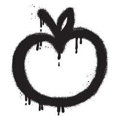 Emoticon apple graffiti with black spray paint.vector illustration. © tedi