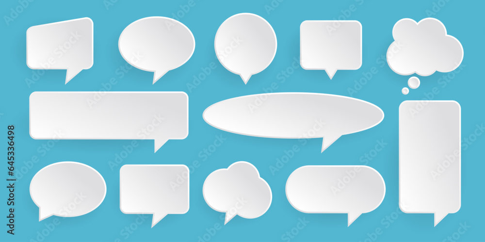 Poster set of 3d speech bubble vector element