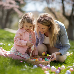 lifestyle photo easter egg hunt with children.
