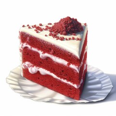 Closeup of red velvet cake white background 