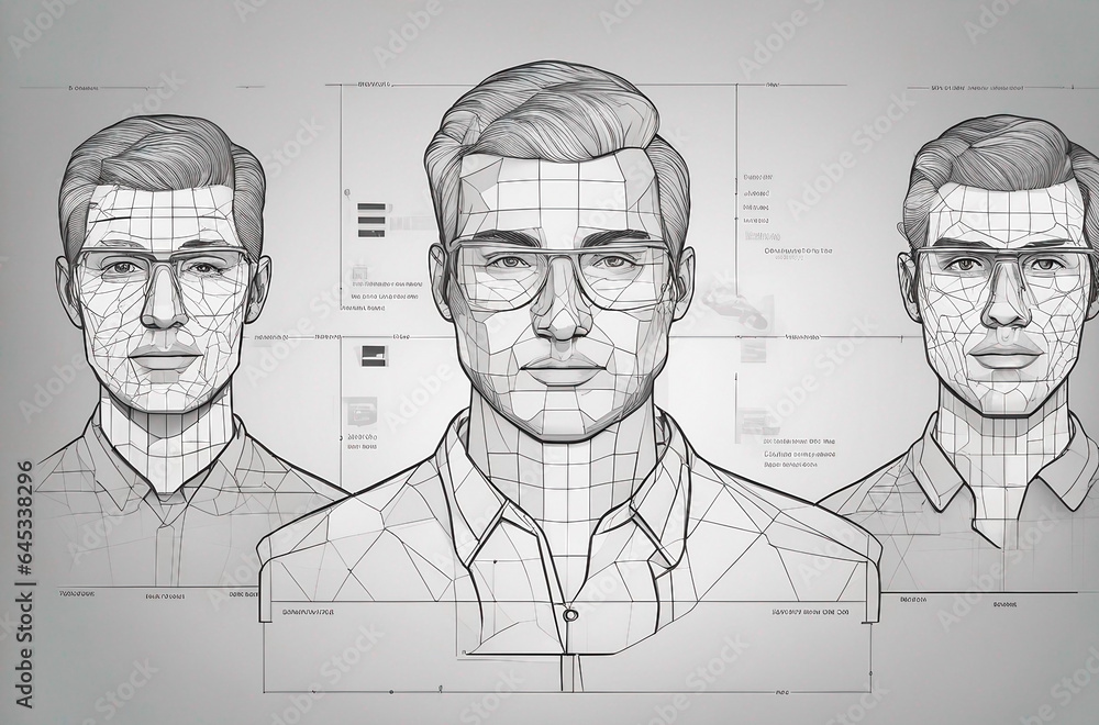 Aufkleber facial recognition system concept face recognition. 3d scanning. face id. vector wireframe concept