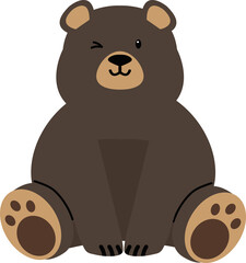 Cute Lonely teddy Bear sitting cartoon