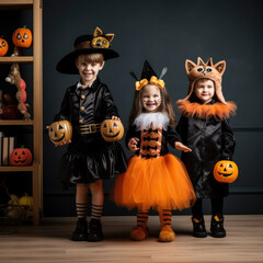 lifestyle photo halloween costumes on children.