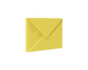 3D render blank yellow letter paper side view. Realistic vector illustration in plastic style. Email message symbol for business, office. Delivery envelope plasticine. Way of communication