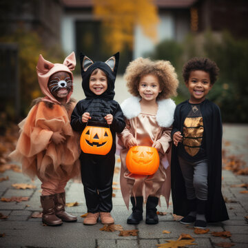 lifestyle photo halloween costumes on children.