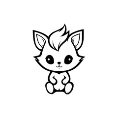 simple cute chibi monster character logo vector illustration template design