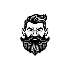 simple beard character gentleman logo vector illustration template design