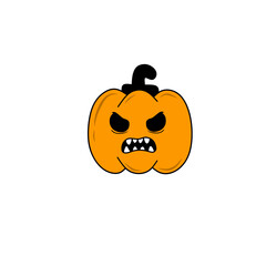 Set pumpkin on white background. Orange pumpkin with smile for your design for the holiday Halloween. Vector illustration.