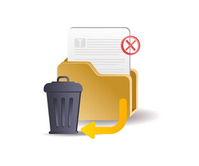 Trash folder data isometric illustration concept