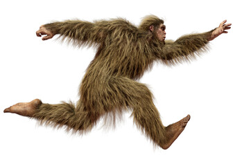 3D Rendering Sasquatch on White