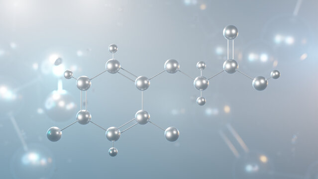2.4-dichlorophenoxyacetic acid molecular structure, 3d model molecule, herbicide, structural chemical formula view from a microscope