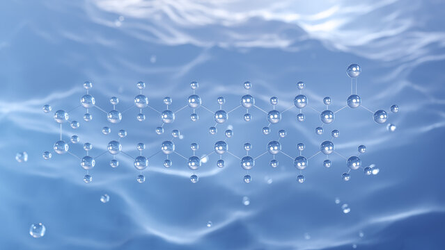 lignoceric acid molecular structure, 3d model molecule, saturated fatty acid, structural chemical formula view from a microscope