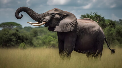 Obraz premium African elephant, majestic, Wild Animal - Generative AI