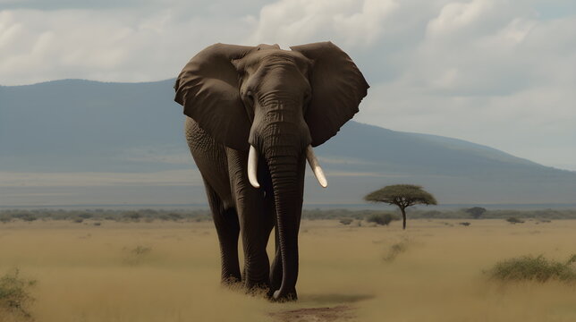 African elephant, majestic, Wild Animal - Generative AI