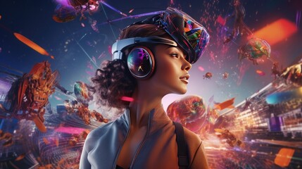 Fototapeta premium Metaverse Business Dynamics: Avatars Engaging in Virtual Commerce - Illuminating the Digital Economy Frontier