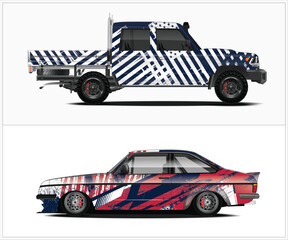 Vehicle wrap design vector. Graphic abstract stripe racing background kit designs for wrap 