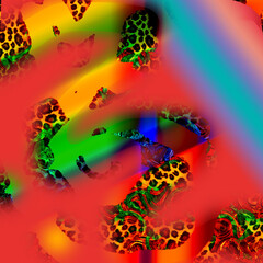 combination of colorful  leopard snake tiger textures textile collage pattern