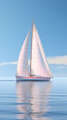 A sailboat gracefully gliding across the sparkling water