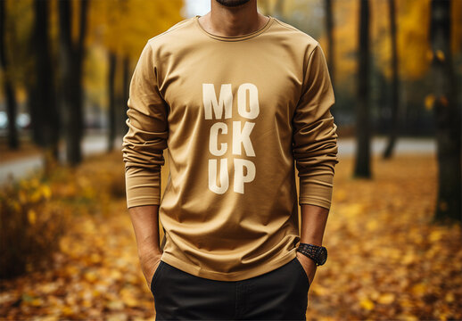 Autumn Sweatshirt Mockup. Ai Generative