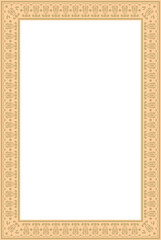 Vector square golden Indian national ornament. Ethnic plant border. Flowers frame. Poppies and leaves..