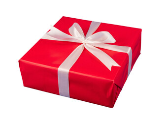 red gift box with ribbon isolated