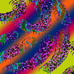 combination of colorful  leopard snake tiger textures textile collage pattern