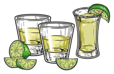 Tequila drink detailed emblem colorful - obrazy, fototapety, plakaty