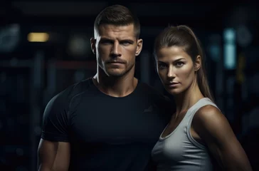 Foto op Aluminium Couple in sport, working out in gym, health and wellness © loran4a