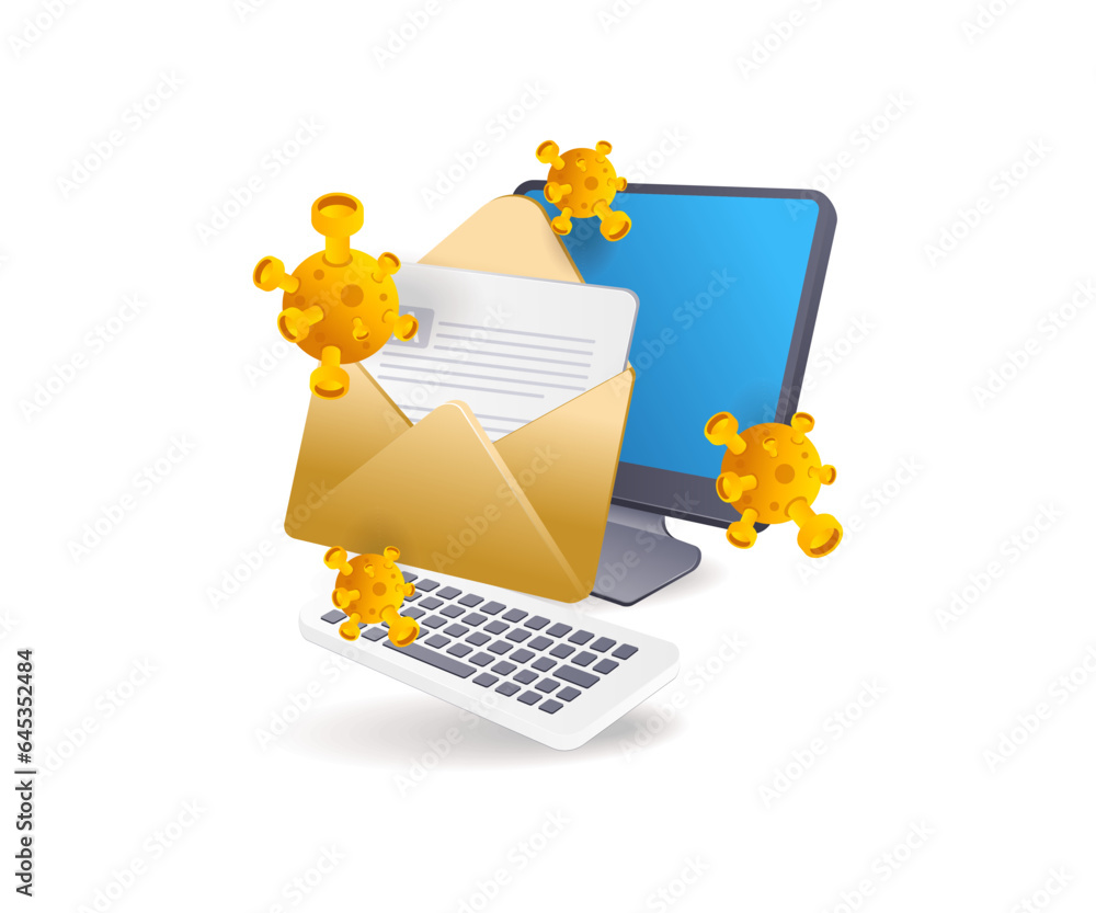 Aufkleber email data attacked by malware virus