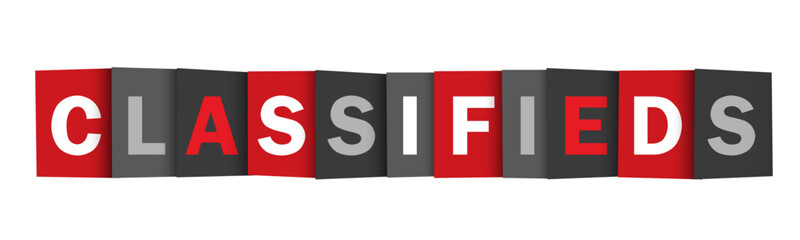 CLASSIFIEDS red and gray vector web button