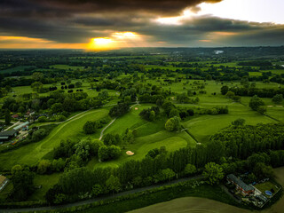 sunset drone landscape