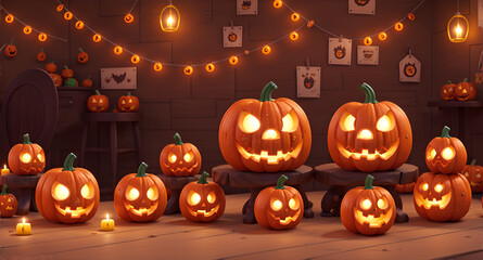 halloween pumpkins background for banner