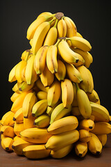 fresh organic ripe bananas stacked in the field after harvest