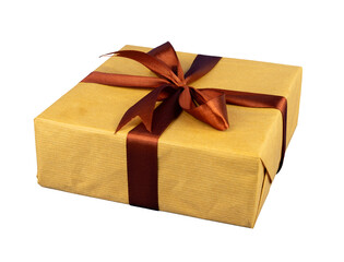 vintage golden gift box with bow