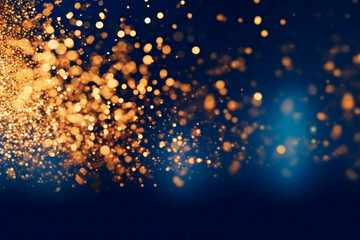 abstract background with Dark blue and gold particle. Christmas Golden light shine particles bokeh on navy blue background. Gold foil texture. Holiday concept. - 645354441