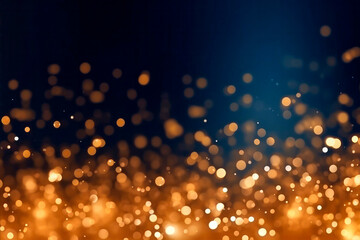 abstract background with Dark blue and gold particle. Christmas Golden light shine particles bokeh on navy blue background. Gold foil texture. Holiday concept. - 645354447