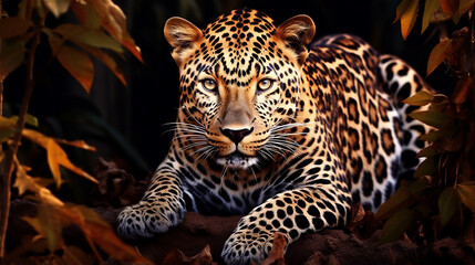 leopardo em habitat natural  - obrazy, fototapety, plakaty