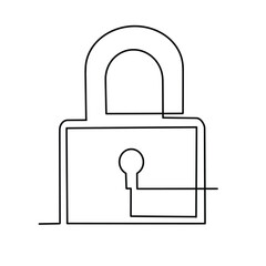 Vector continuous one line Padlock illustration