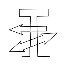 Vector continuous one line Road sign illustration