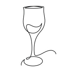Vector continuous one line Wine glass illustration