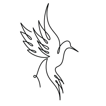 Vector continuous one line Hummingbird illustration