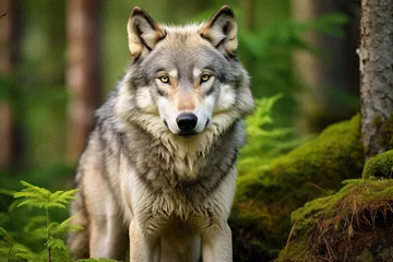 Fotobehang Gray wolf in the wild © Veniamin Kraskov