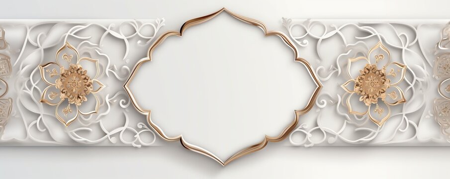 Free photo Islamic Ornament Border Luxury Abstract White Background with Copy Space for Text. generative AI