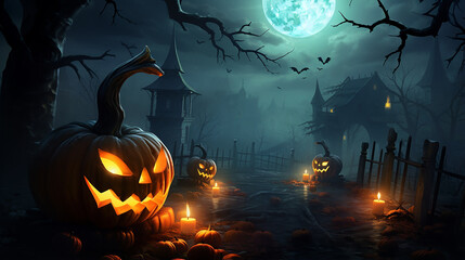 Fototapeta premium Halloween, noite de lua de terror